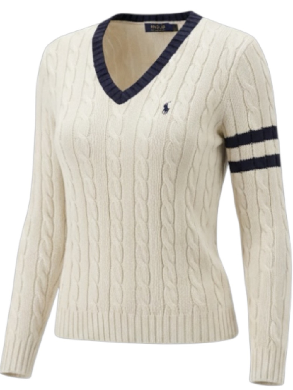 Vintage Ralph Lauren Sport Cable Knit Cricket Sweater M - Picture 2 of 9